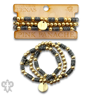 Gold and gray disc bead bracelet