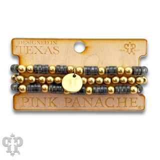 Gold and gray disc bead bracelet