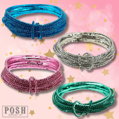 Tiny rhinestone stretch bracelet set