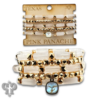 Red square tube acrylic bead stacked bracelet