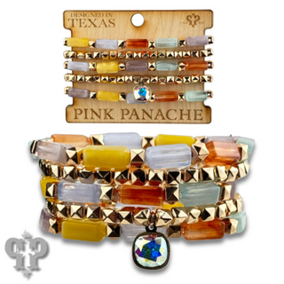 Red square tube acrylic bead stacked bracelet