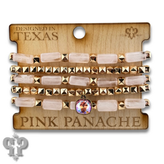 Red square tube acrylic bead stacked bracelet