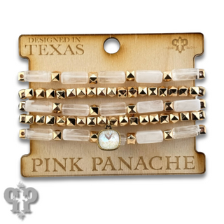 Red square tube acrylic bead stacked bracelet