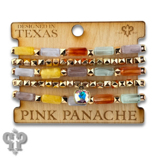 Red square tube acrylic bead stacked bracelet