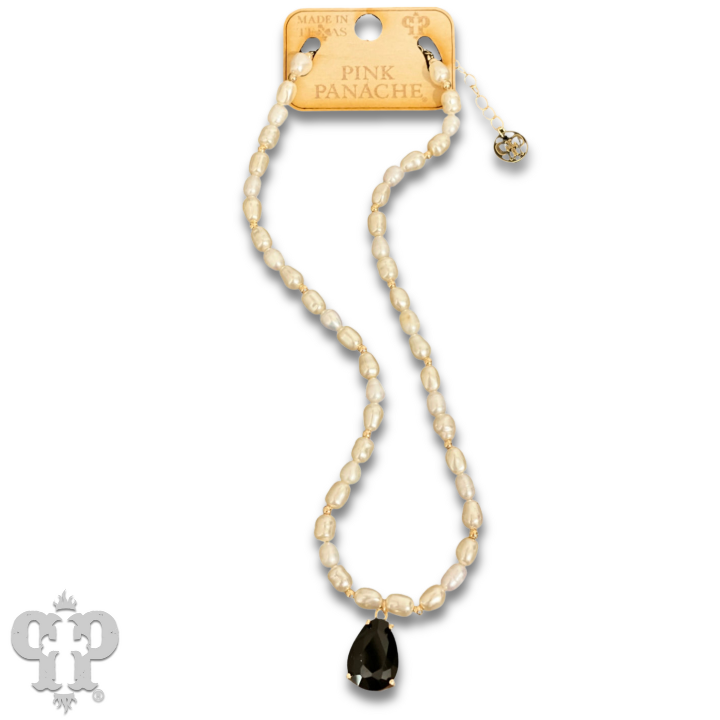 Freshwater pearl and teardrop pendant necklace