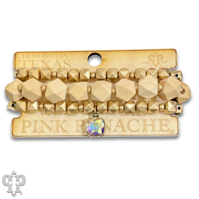 Color and gold bead bracelet set with Austrian crystal