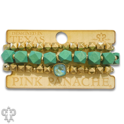 Color and gold bead bracelet set with Austrian crystal