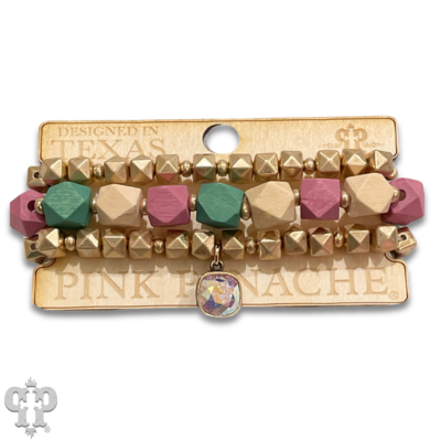 Color and gold bead bracelet set with Austrian crystal