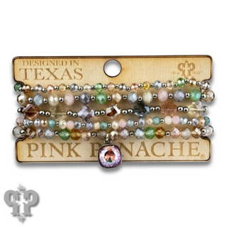 Spring multi-color bead bracelet with Austrian crystal charm