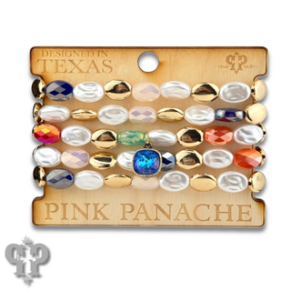 Glass and acrylic bracelet set with Austrian crystal charm