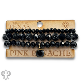 Pave ball and glossy glass bead bracelet with Austrian crystal