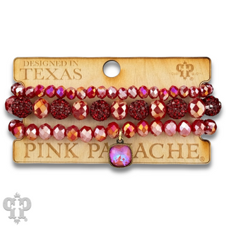 Pave ball and glossy glass bead bracelet with Austrian crystal