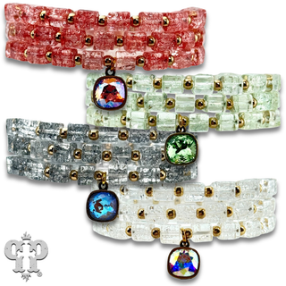 Square crystal bead bracelet set, Austrian crystal