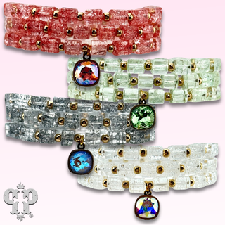 Square crystal bead bracelet set, Austrian crystal