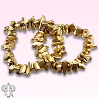 Gold nugget single bracelet strand - LC