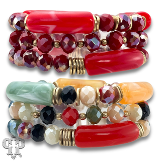 Faceted bead and bamboo tube bracelet