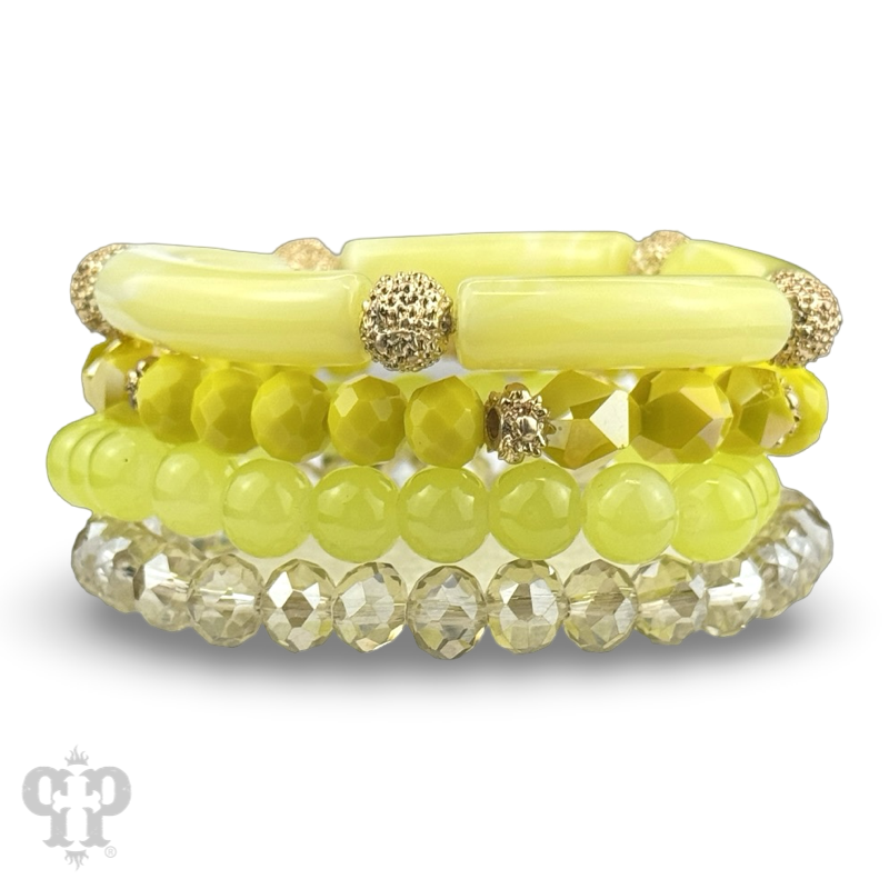 Faceted and bamboo mixed bead bracelet stack, last call