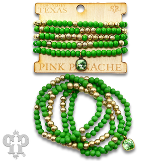 Round wood bead bracelet set, Austrian crystal