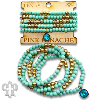 Round wood bead bracelet set, Austrian crystal