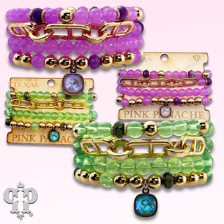 Mixed bead and chain link bracelet with Austrian crystal