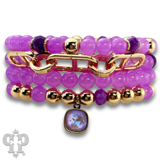 Mixed bead and chain link bracelet with Austrian crystal