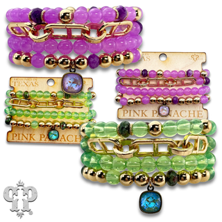 Mixed bead and chain link bracelet with Austrian crystal