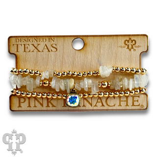 Chunky stone chip bracelet with Austrian crystal