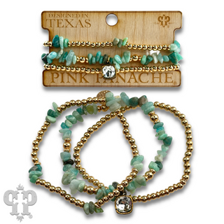 Chunky stone chip bracelet with Austrian crystal