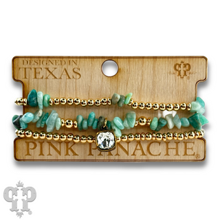 Chunky stone chip bracelet with Austrian crystal