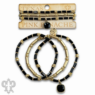 Three strand tube and rhinestone bead bracelet with Austrian crystal