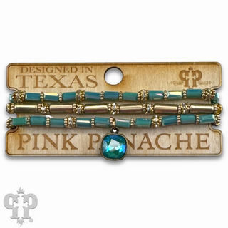 Three strand tube and rhinestone bead bracelet with Austrian crystal