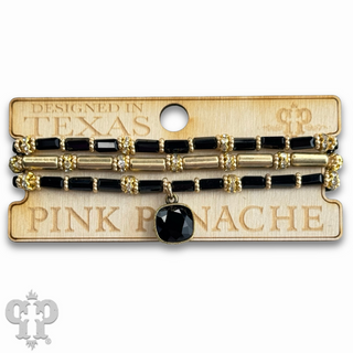 Three strand tube and rhinestone bead bracelet with Austrian crystal