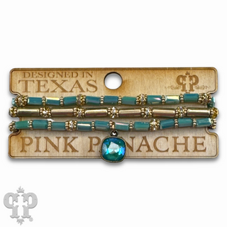 Three strand tube and rhinestone bead bracelet with Austrian crystal