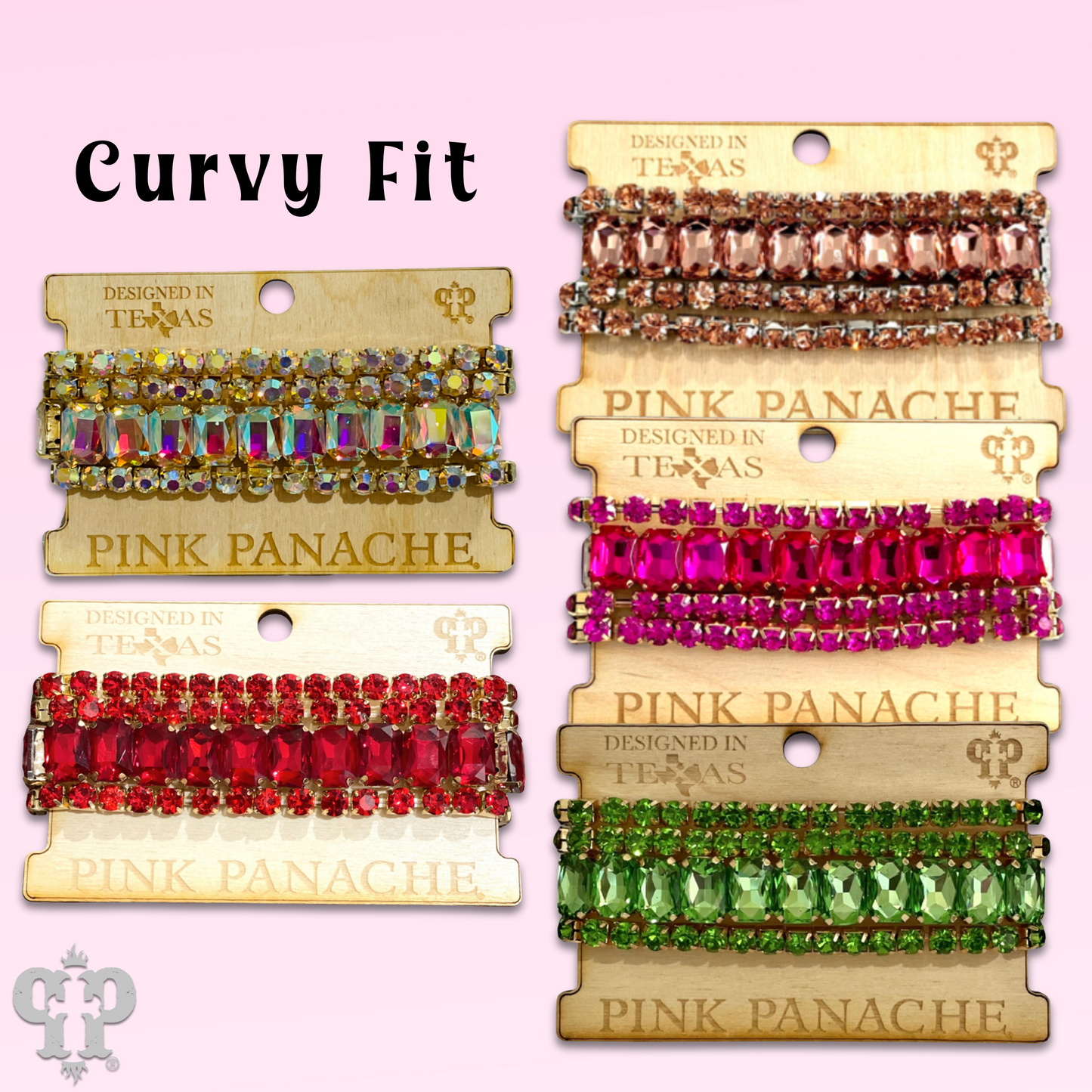 Four strand mixed rhinestone bracelet, two sizes
