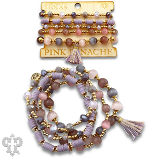 Mixed bead bracelet set with tassel - LC