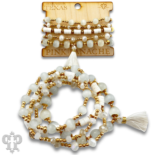 Mixed bead bracelet set with tassel - LC