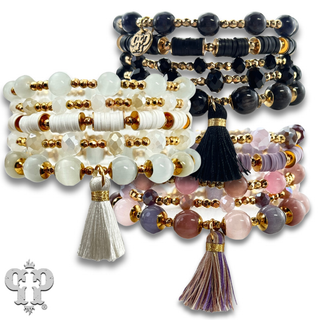 Mixed bead bracelet set with tassel - LC