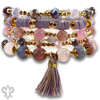 Mixed bead bracelet set with tassel - LC