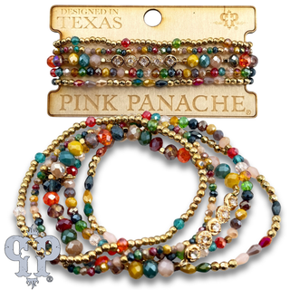 Mixed size bead bracelet with rhinestone accent - LC