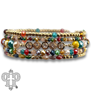 Mixed size bead bracelet with rhinestone accent - LC