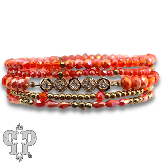 Mixed size bead bracelet with rhinestone accent - LC