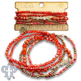 Mixed size bead bracelet with rhinestone accent - LC