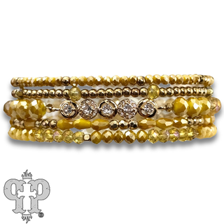 Mixed size bead bracelet with rhinestone accent - LC