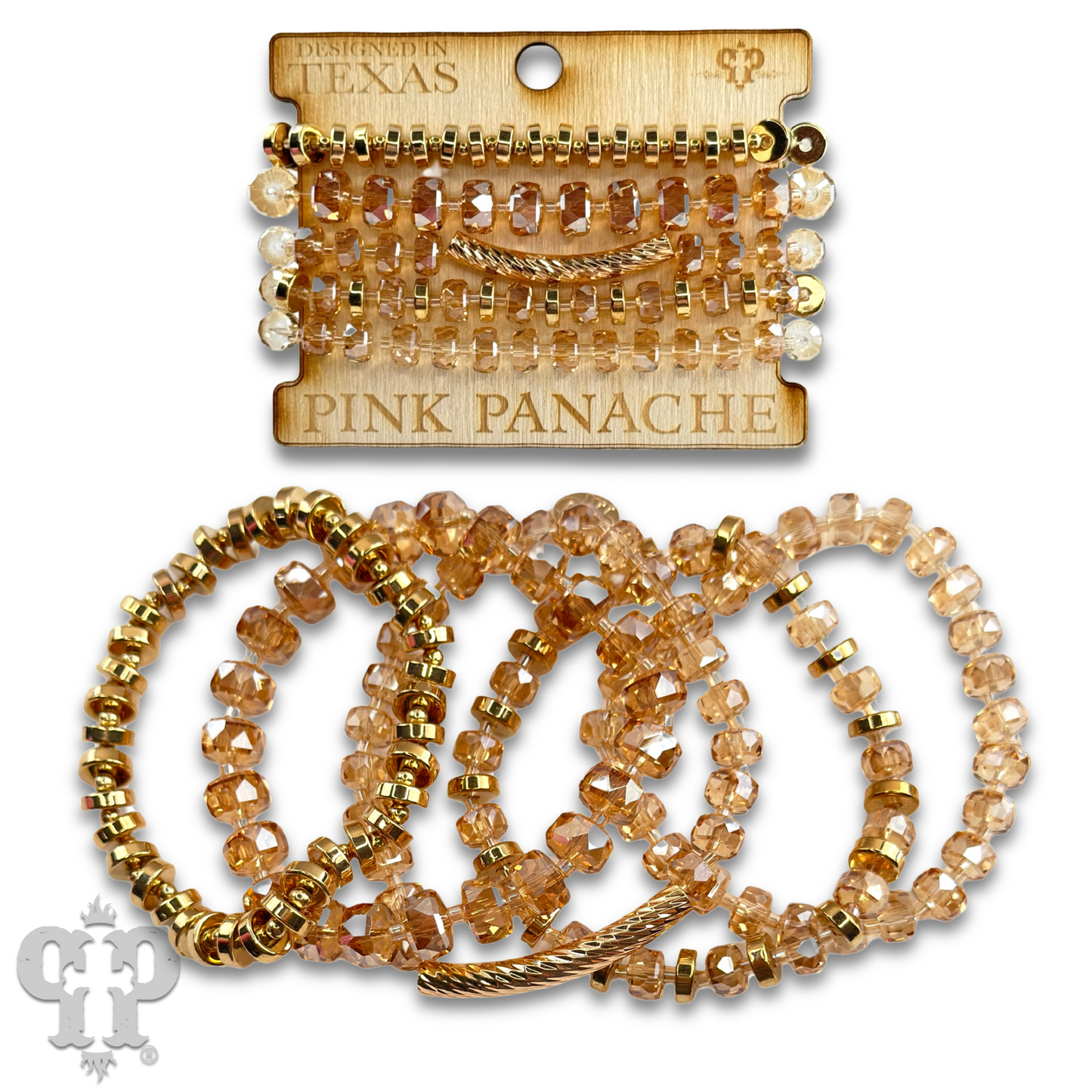 Faceted heishi bead bracelet with twisted tube bead feature