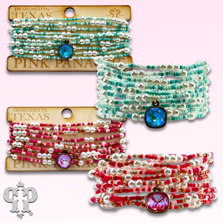 Pearl and color-hue bead bracelet set, Austrian crystal