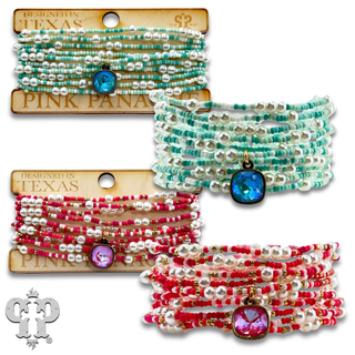 Pearl and color-hue bead bracelet set, Austrian crystal