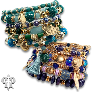 Beaded charm bracelet set