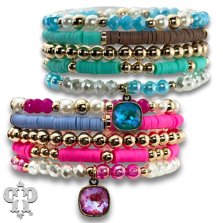 Mixed bead bracelet with five strands