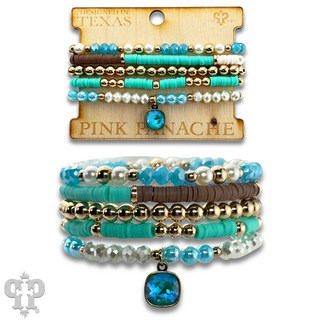 Mixed bead bracelet with five strands