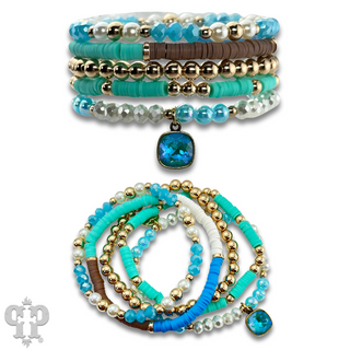 Mixed bead bracelet with five strands